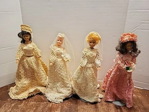Lot Of 4 Vintage Fashion Dolls In Wedding Dresses - Picture 1 of 9