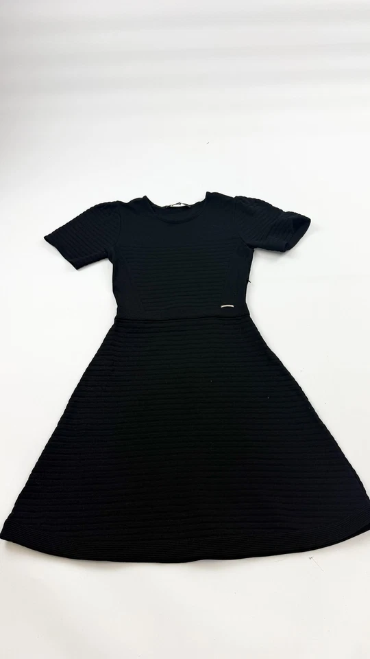 Vestido Elisabetta Franchi para mujer IT 42 negro ajustado y acampanado tejido línea A hecho en Italia Foto 1 de 4