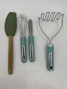 KitchenAid Blue Set Of 4 Cooking Utensils Spatula,Peeler,Whisk,Potato Masher - Picture 1 of 13