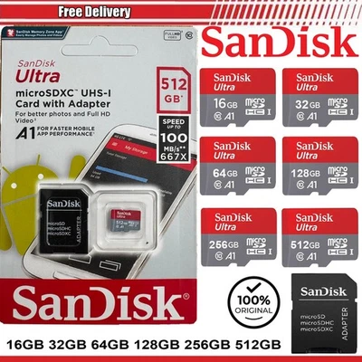 SanDisk Micro SD Card SDXC Memory Card For Samsung Galaxy TAB A9/A9+/ TAB S9 FE+ - Image 1 of 4