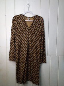 Vestido para mujer Jill S manga larga cuello en V estampado elástico marrón negro - Imagen 1 de 15