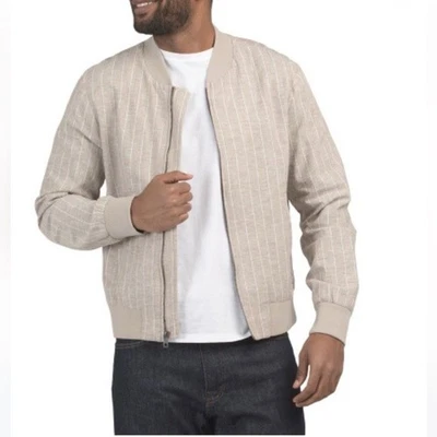 Chaqueta Bomber 7 PARA TODA LA HUMANIDAD Mezcla de Lino Rayas Para Hombre Talla M Color Neutro Foto 1 de 4