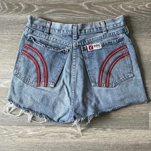 Vintage 70s 80s Niks by Crane Jean Shorts Talon Zipper High Waist Cut Offs 25" - Picture 1 of 11