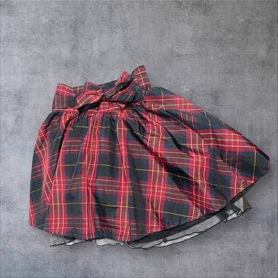 格子裙女孩 S GAP 红色黑色海军蓝格子褶饰节日家庭照片 — 第 1/4 张图片