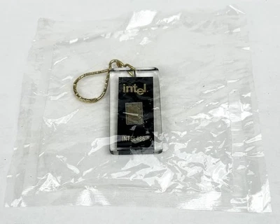 Intel 486 386 Collectible Keychain Chip Inside RARE VINTAGE PROMO in SEALED BAG - Image 1 of 4