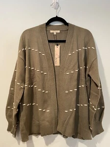 NEW Stitch Fix Cardigan Womens Large Olive Open Front Travel Cozy Stretch Knit - Picture 1 of 7