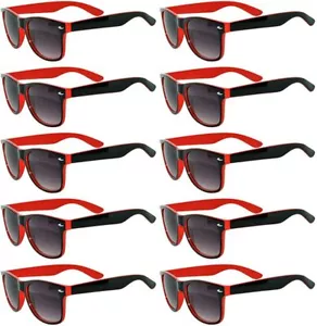 Custodia 10 paia di occhiali da sole bicolore vintage retrò all'ingrosso lenti fumè rosse - Foto 1 di 3
