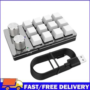 12 Key 2 Knob Programming Macro Knob Keyboard for Office(White wireless) - Afbeelding 1 van 12