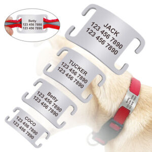 Slide-on Dog Cat Tag Custom Name ID Tag for Collar No Noise Stainless Steel S-XL