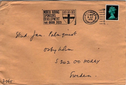 FDC AA89 Great Britain 1970 cover North Riding Sponsors Cover