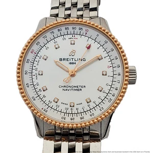 Breitling Navitimer U17395 18k Rose Gold SS Diamond MOP Dial Ladies Box Papers	 - Picture 1 of 7