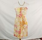 J. Crew Yellow Gold Pink Strapless Watercolor Garden Party Cocktail Dress 4 S