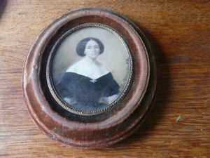 portrait miniature jeune femme 1858 famille Beaujour Léon Brzezinski 1809-1865 - Foto 1 di 4