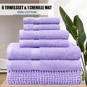 100% Cotton Premium Bath Towels Set ( Pack of 7 Pcs) 550GSM Softness No Pilling - Picture 1 of 55