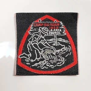 Parche Camp Big Horn 1958 vintage BSA Boy Scouts LA Area Council CA Gold Pan 3" - Imagen 1 de 9