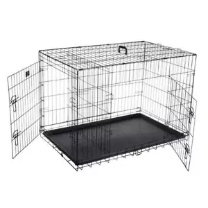 Trademark Global AF321009 42 in. Folding Pet Crate Double Door Kennel Wire Cage - Picture 1 of 1