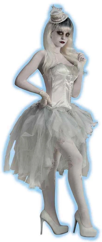 Saia Ghost Tutu Aparição Espírito Fantasia Vestido Halloween Adulto Fantasia Acessório - Imagem 1 de 2
