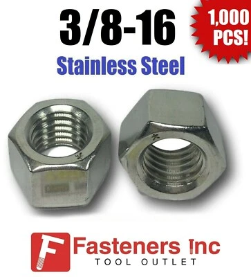 STAR (Qty 1000) 3/8-16 Stainless Steel Finished Hex Nuts 304 / 18-8 3/8"-16