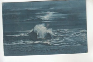 Scene on Lake Michigan by Moonlight Chicago IL - Picture 1 of 1