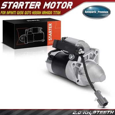 1x Motor De Arranque para Nissan Pathfinder Titan Infiniti QX80 QX56 2.0KW 12V CW 9T Foto 1 de 4