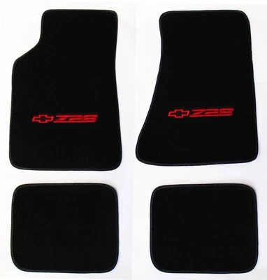 ¡NUEVO! Juego de 4 alfombrillas alfombrillas Camaro Z28 1982-2002 logotipo bordado en rojo Foto 1 de 4