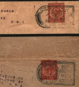 GB Covers Wrappers {2} *Buy British* SLOGANS Scarce Die 6 FS24 & FS25 1927 K99a - Picture 1 of 6
