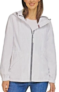 Tommy Hilfiger Women's White Hooded Rain/Windbreaker Jacket Size 2XL - Picture 1 of 5