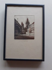 Gerahmte Lithografien von Prag, Karlsbrücke und Prager Burg - Bild 1 von 6