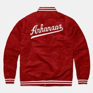 Chaqueta Universitaria Letterman Arkansas Razorbacks Script Roja Toda Lana - Imagen 1 de 4
