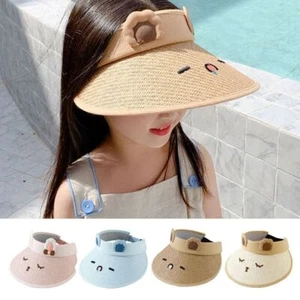 Sombreros solares de protección UV ala grande vacía tapa superior gorra protectora solar niños niñas - Imagen 1 de 16