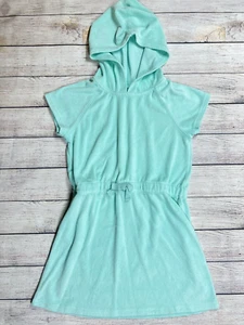 Hanna Andersson Terry Swim Cover Up Size 130 (8) Aqua Teal Hooded - Picture 1 of 5