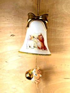 2014 Bradford Exchange Glass Christmas Kitty with Gold Ball Bell Ornament - Picture 1 of 6