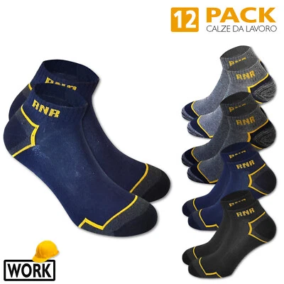 Set 12 Paia Fantasmini Uomo Calzini Cotone Lavoro Calze Rinforzante 40/46 VEQUE - Immagine 1 di 4