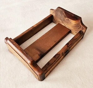 Small Vintage Wood Book Trough, Rustic Shelf Rack / Country Cottage Farmhouse - Picture 1 of 22