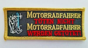 Parche de motociclista alemán vintage "Los motociclistas no matan" con cruz - Imagen 1 de 4