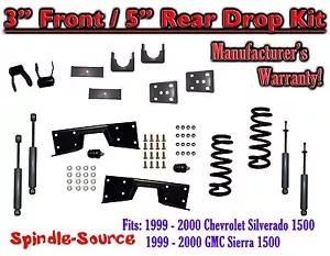 3" / 5" Lower Drop+SHOCKS+C-NOTCH FOR 99 - 00 Chevrolet Silverado GMC Sierra V8 - Foto 1 di 1