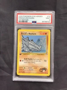 Pokemon Cards: Gym Heroes 1st Edition Common : Brock's Rhyhorn 70/132 PSA 9 - Picture 1 of 6