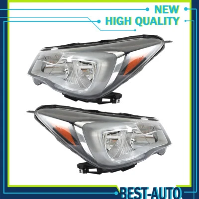 Left+Right Side For 2017-2018 Subaru Forester Headlights Headlamps Halogen Black - Image 1 of 4