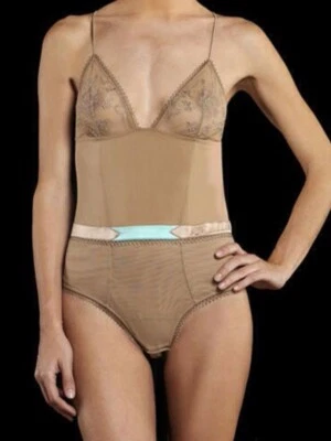 NWT LA PERLA Silk Body Suit Floral Lace XS 1 Handmade Italy Beige Nude Rare 60's - Image 1 of 4