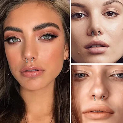 G23 Titanium Earrings Horseshoe Septum Rings 16G Nose Ring Jewelry Piercing - Image 1 of 4