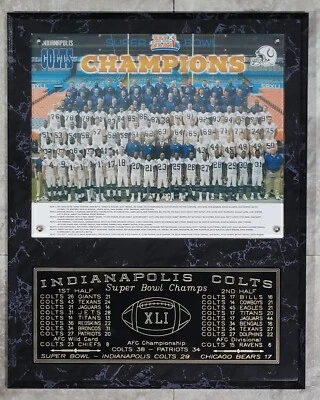 Indianapolis Colts Super Bowl XLI 2006 Champions 12" x 15" placa 41 Foto 1 de 4