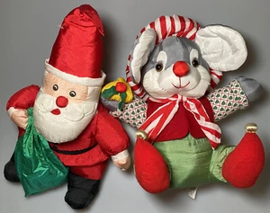 Puffalump Christmas SANTA CLAUS Mouse Plush Stuffed Nylon Doll Toy 12” Lot - Picture 1 of 4
