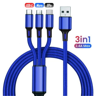 3 in 1 Fast USB Charging Cable Universal Multi Function Cell Phone Charger Cord - Image 1 of 4
