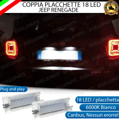 COPPIA PLACCHETTE LED LUCI TARGA 18 LED JEEP RENEGADE CANBUS NO AVARIA 6000K - Immagine 1 di 3