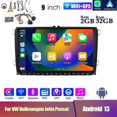 9" Car Stereo Radio GPS Apple Carplay Android 14 For VW Volkswagen Jetta Passat - Image 1 of 4