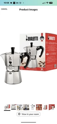 Bialetti Moka Express Iconic Italian Stovetop Espresso Maker Alluminium, 6 Cups