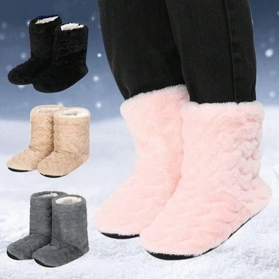 Ladies Slippers Womens Fur Thermal Ankle Boots Warm Shoes Size UK 3 4 5 6 7 8 9