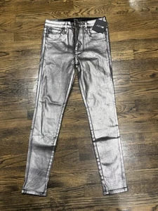 JOE'S 27 Jeans Charlie High Rise Skinny Ankle Silver Foil Andromeda USA NWT - Picture 1 of 5