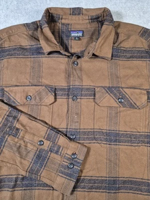 Camisa de franela Patagonia Fjord para hombre XL marrón a cuadros peso medio algodón orgánico Foto 1 de 4