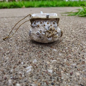 Vintage Ceramic Handbag Victorian Floral Ornament - Picture 1 of 8
